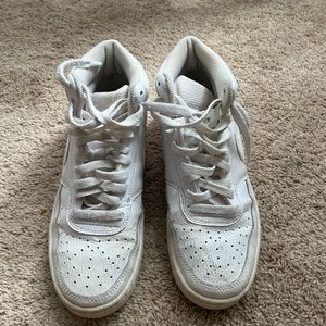 White Nike Air Force ones mid tops!
